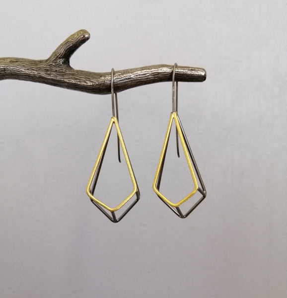 Polyhedron black rhodium and gold earrings