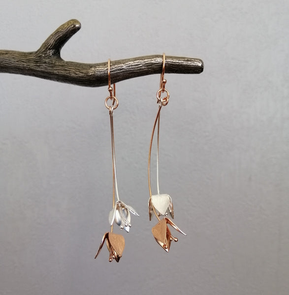 Hoheria silver and rose gold earrings