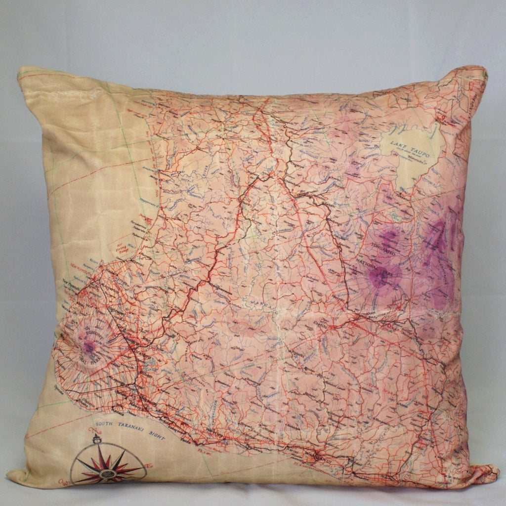 Flight Map Cushion Cover - Taranaki